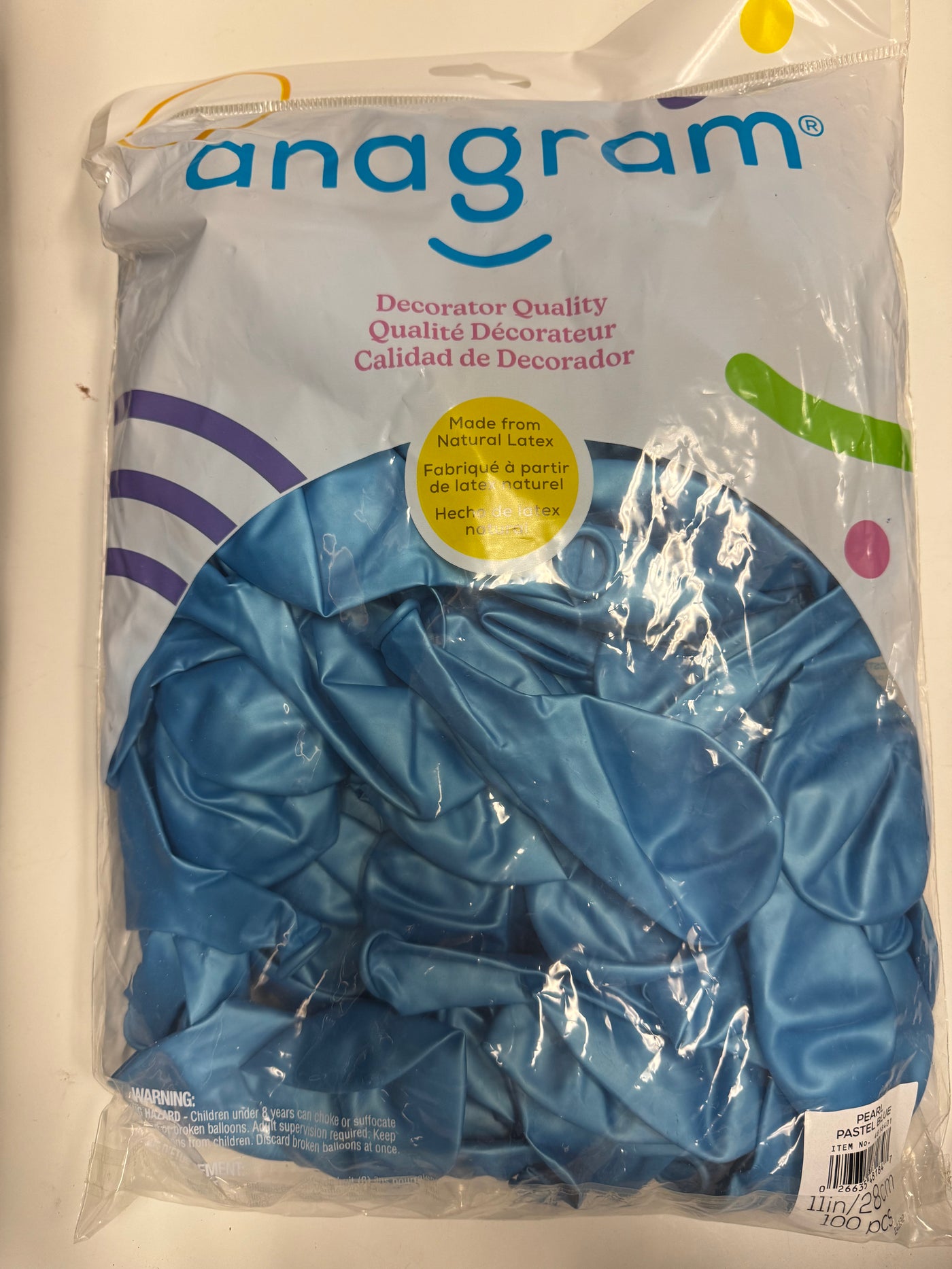 Pearl Pastel Blue Solid 11" Latex Bag