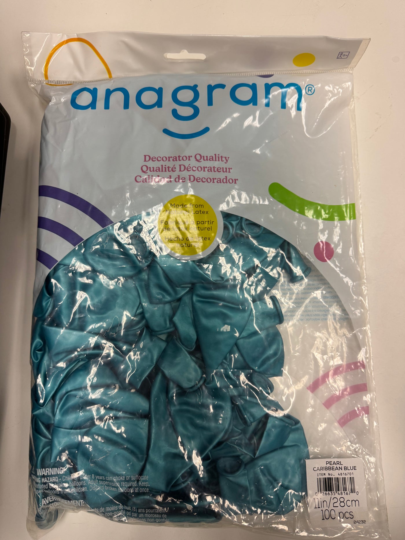 Pearl Caribbean Blue Solid 11" Latex Bag