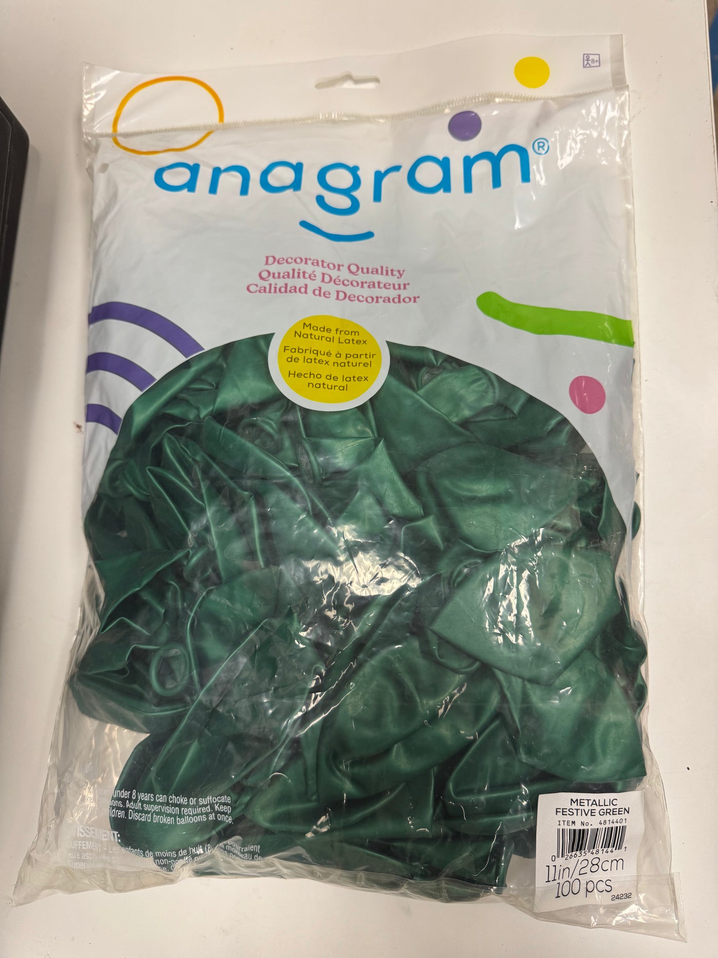 Metallic Festive Green Solid 11" Latex Bag