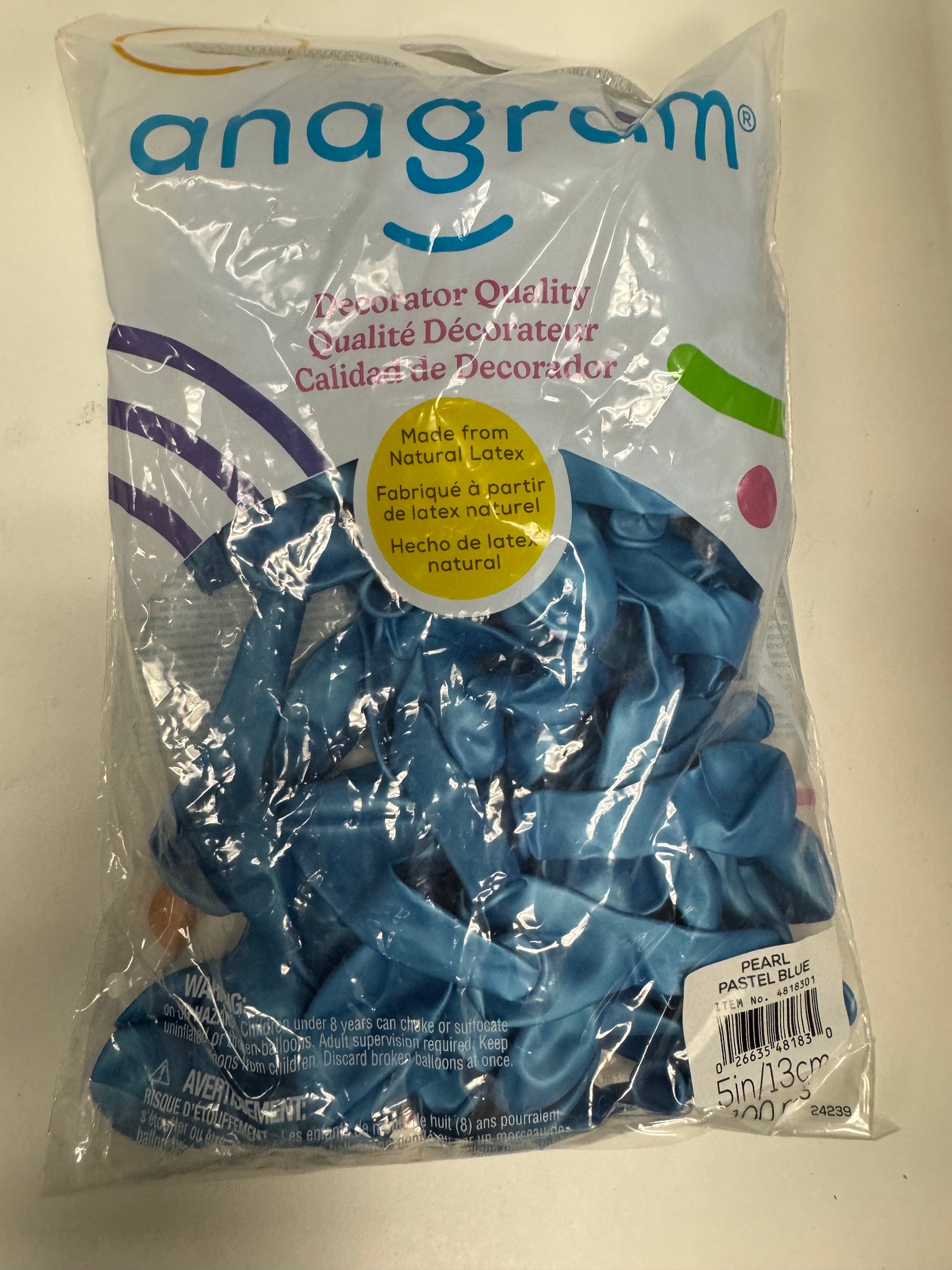 Pearl Pastel Blue Solid 5" Latex Bag