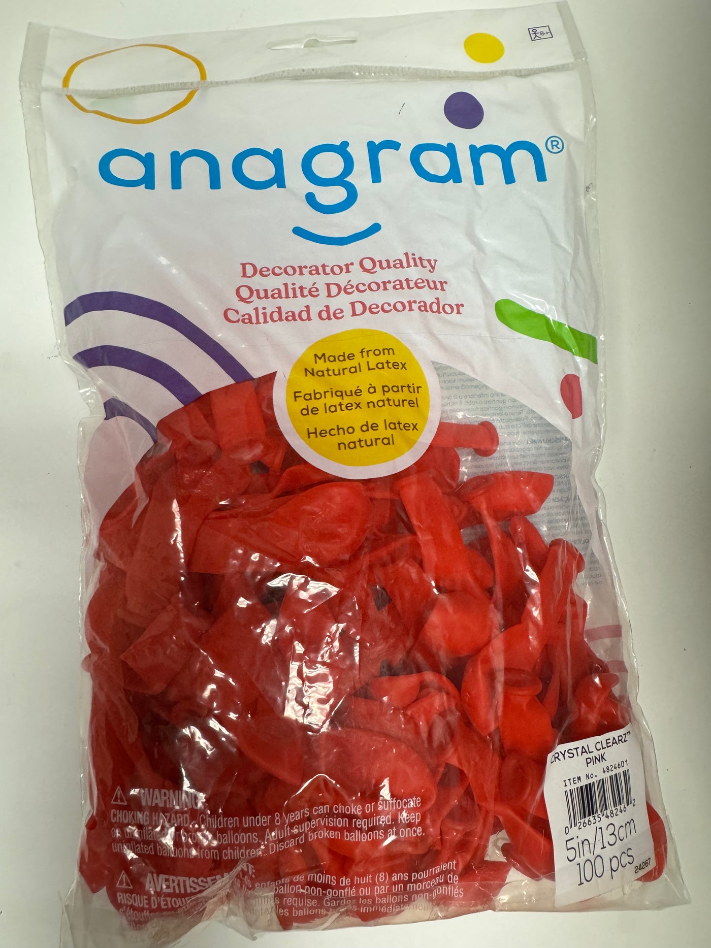 Crystal Clearz Pink Solid 5" Latex Bag