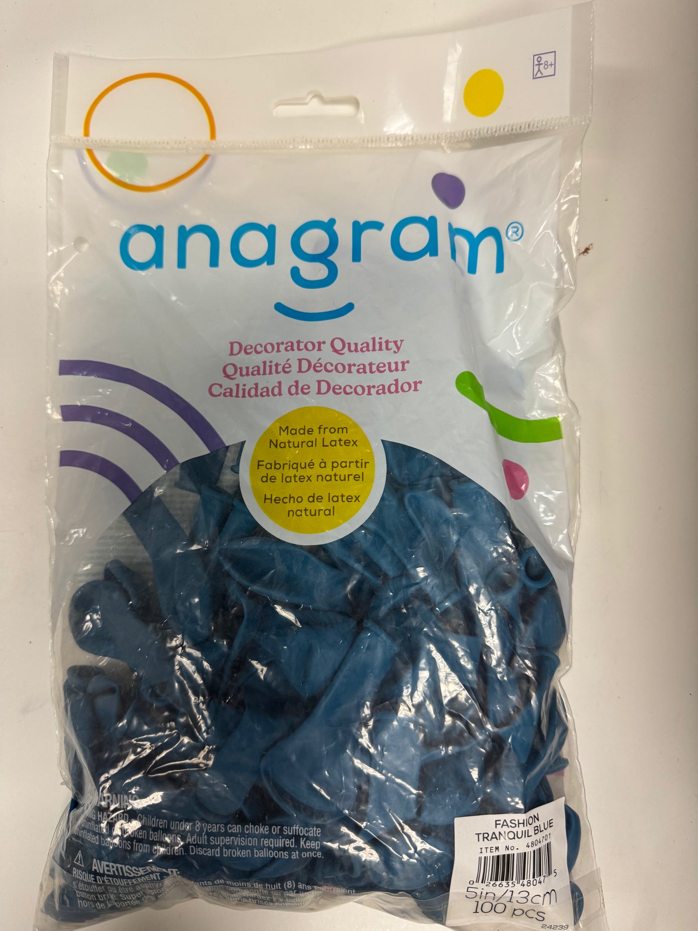 Fashion Tranquil Blue Solid 5" Latex Bag