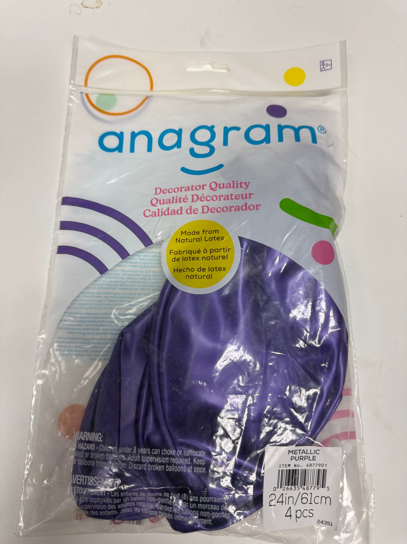 Metallic Purple Solid 24" Latex Bag