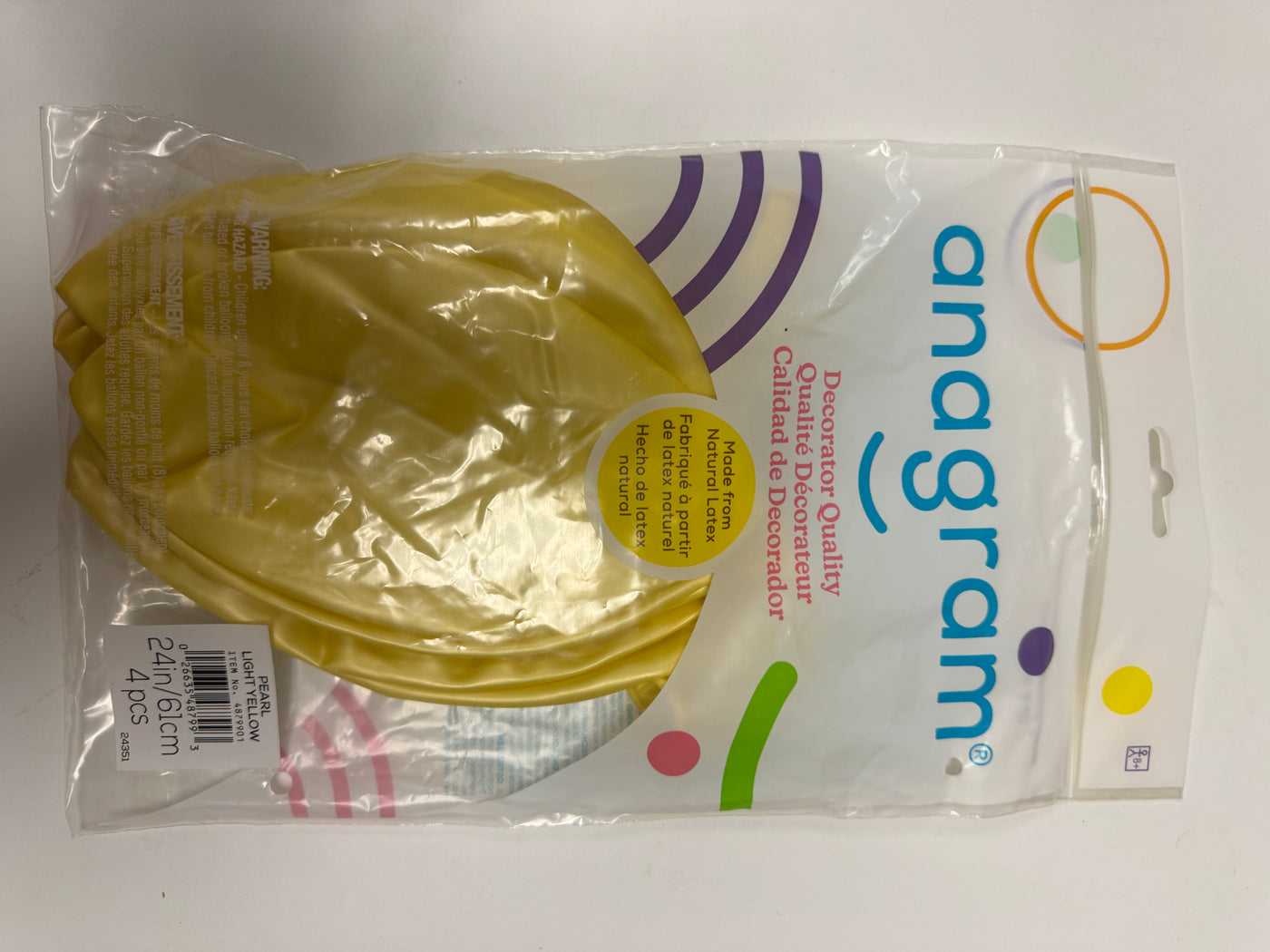 Pearl Light Yellow Solid 24" Latex Bag