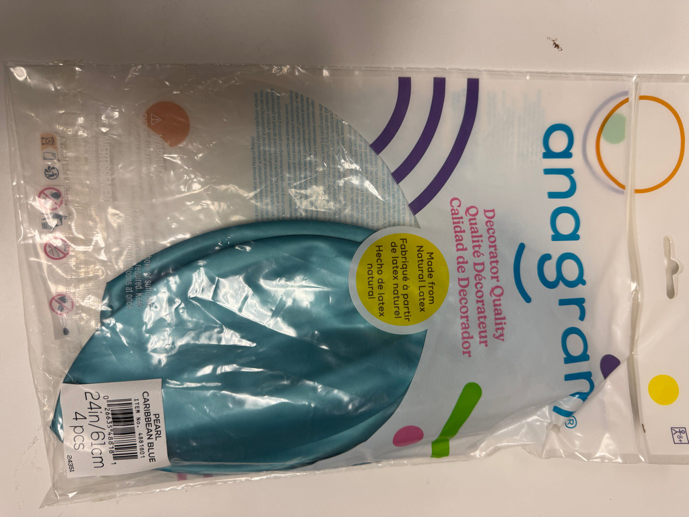 Pearl Caribbean Blue Solid 24" Latex Bag