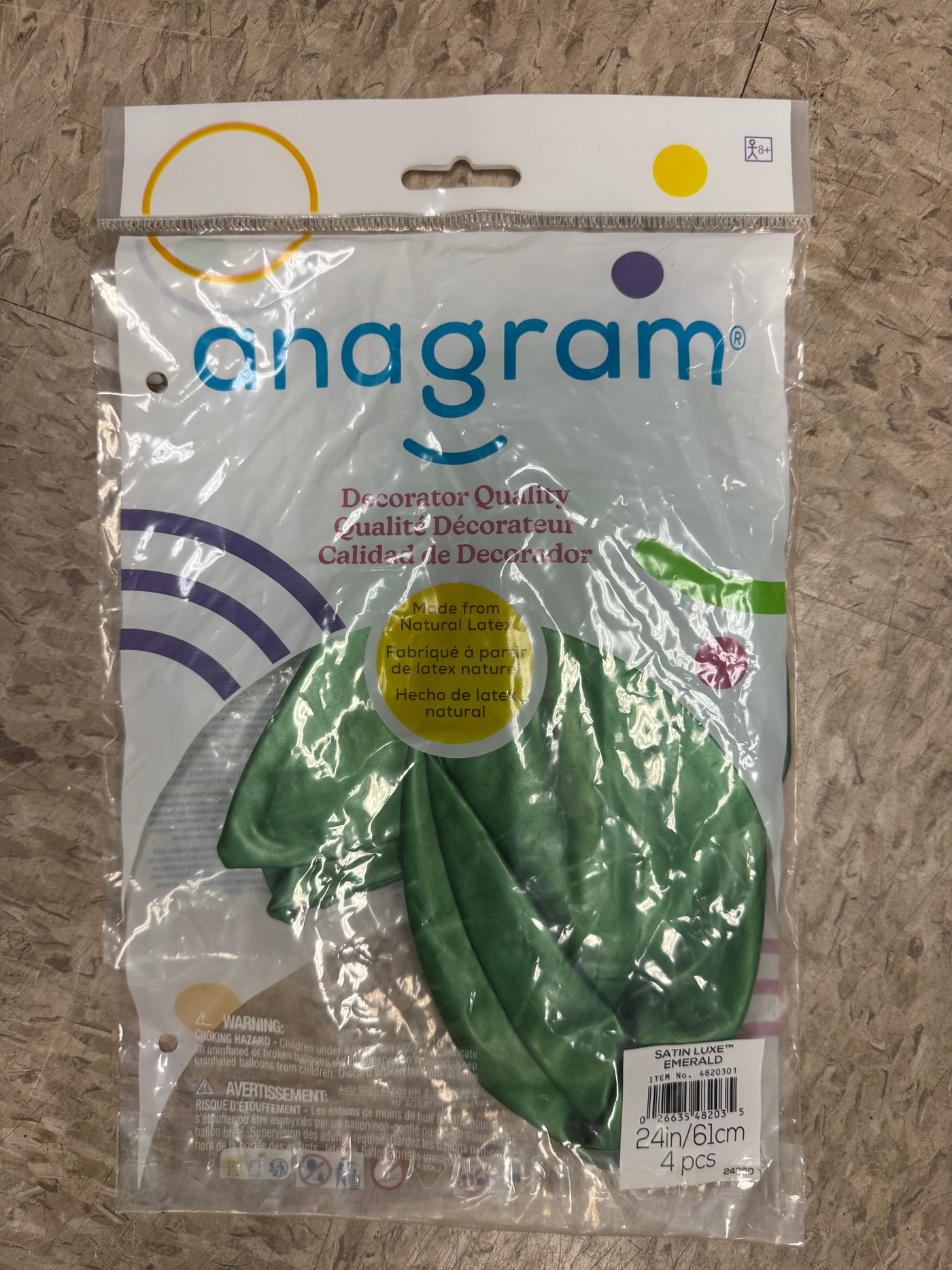 Satin Luxe Emerald Green Solid 24" Latex Bag