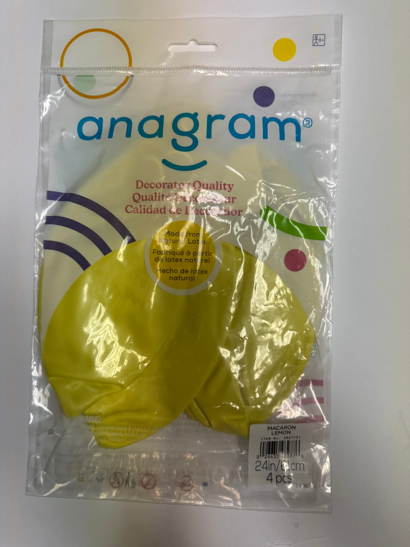 Macaron Lemon Yellow Solid 24" Latex Bag