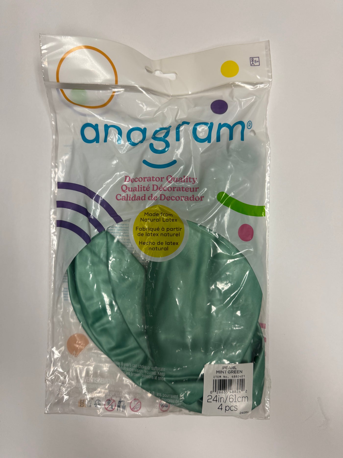 Pearl Mint Green Solid 24" Latex Bag