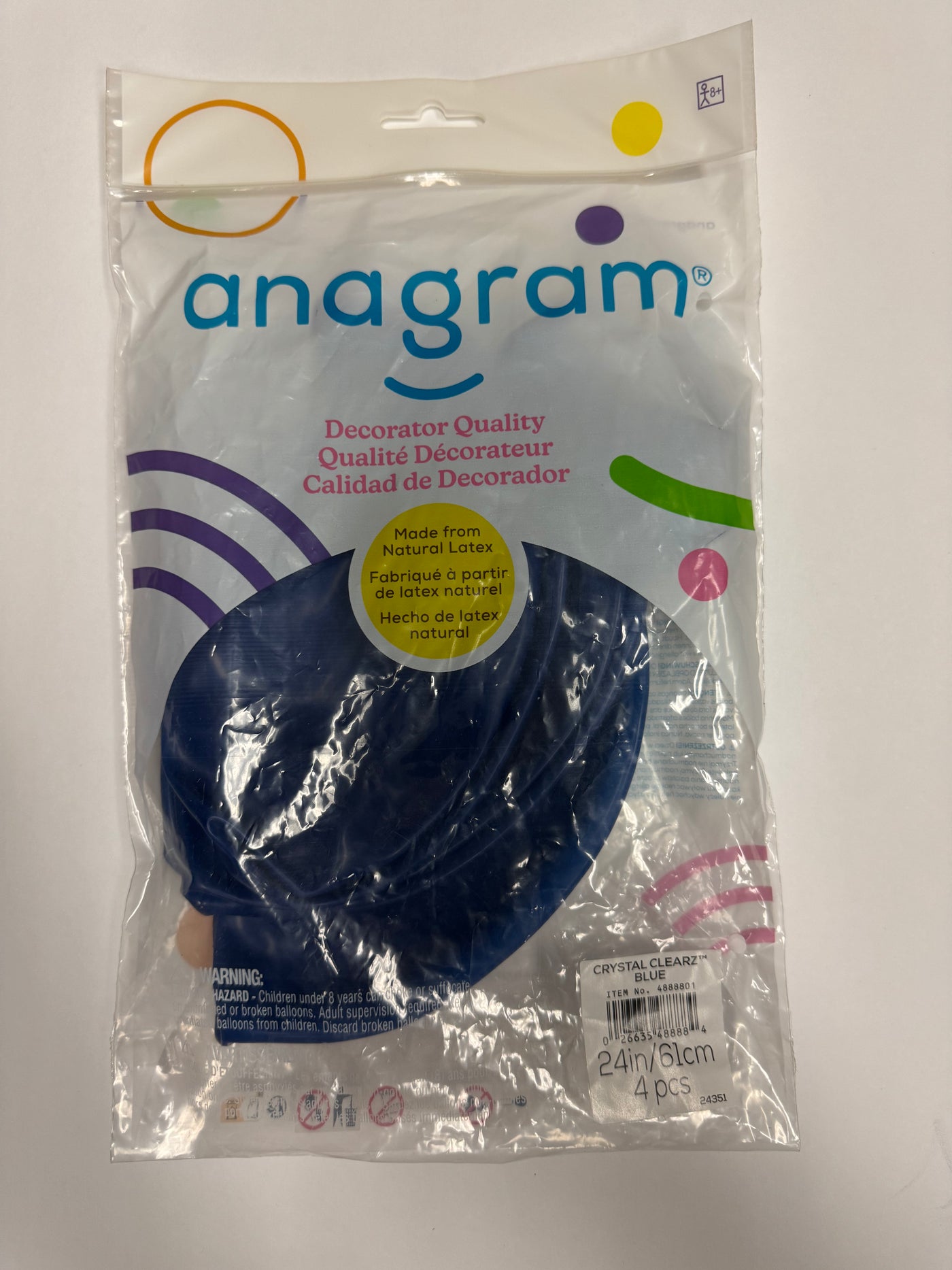 Crystal Clearz Blue Solid 24" Latex Bag