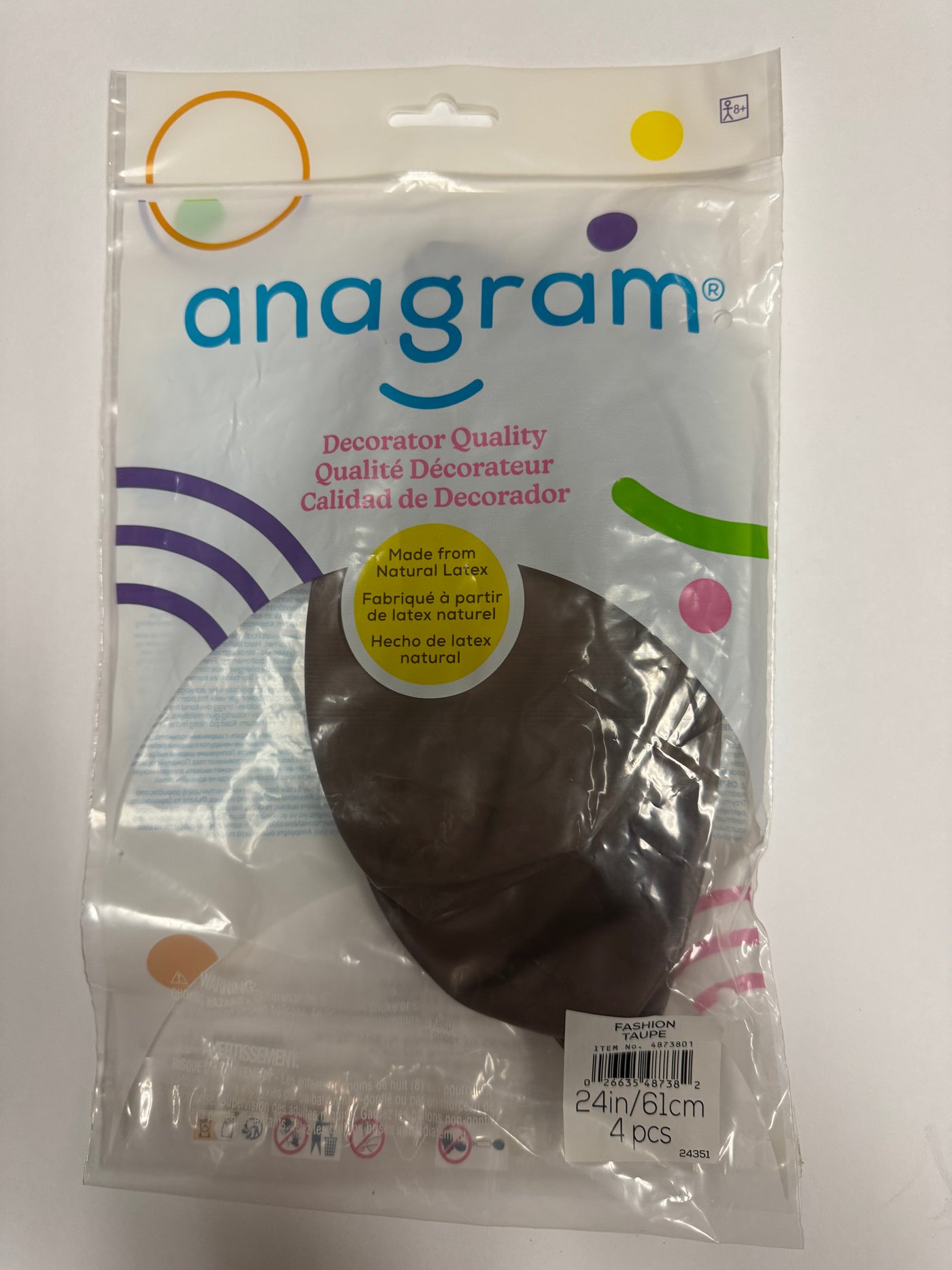 Fashion Taupe Solid 24" Latex Bag