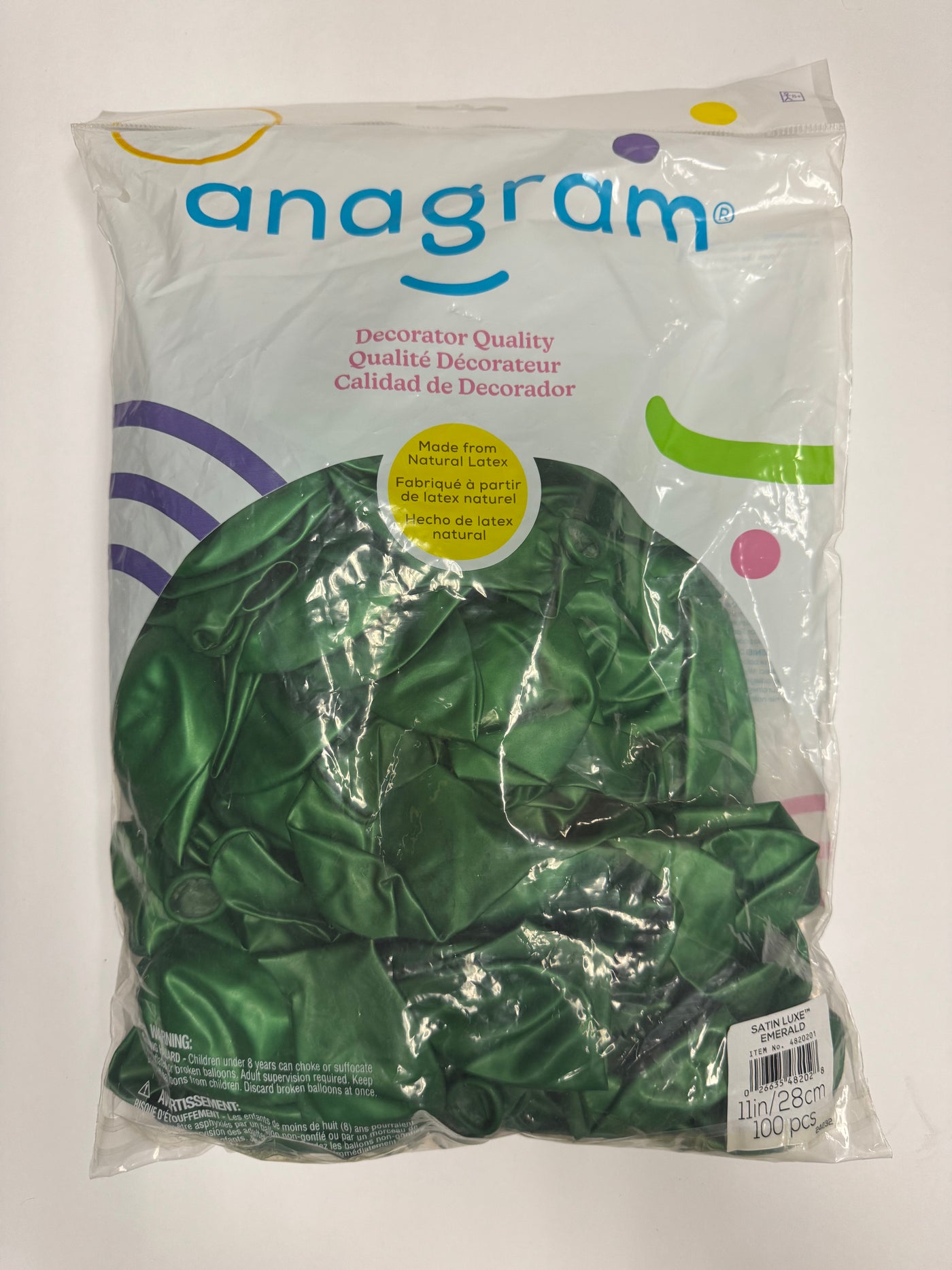 Satin Luxe Emerald Green Solid 11" Latex Bag