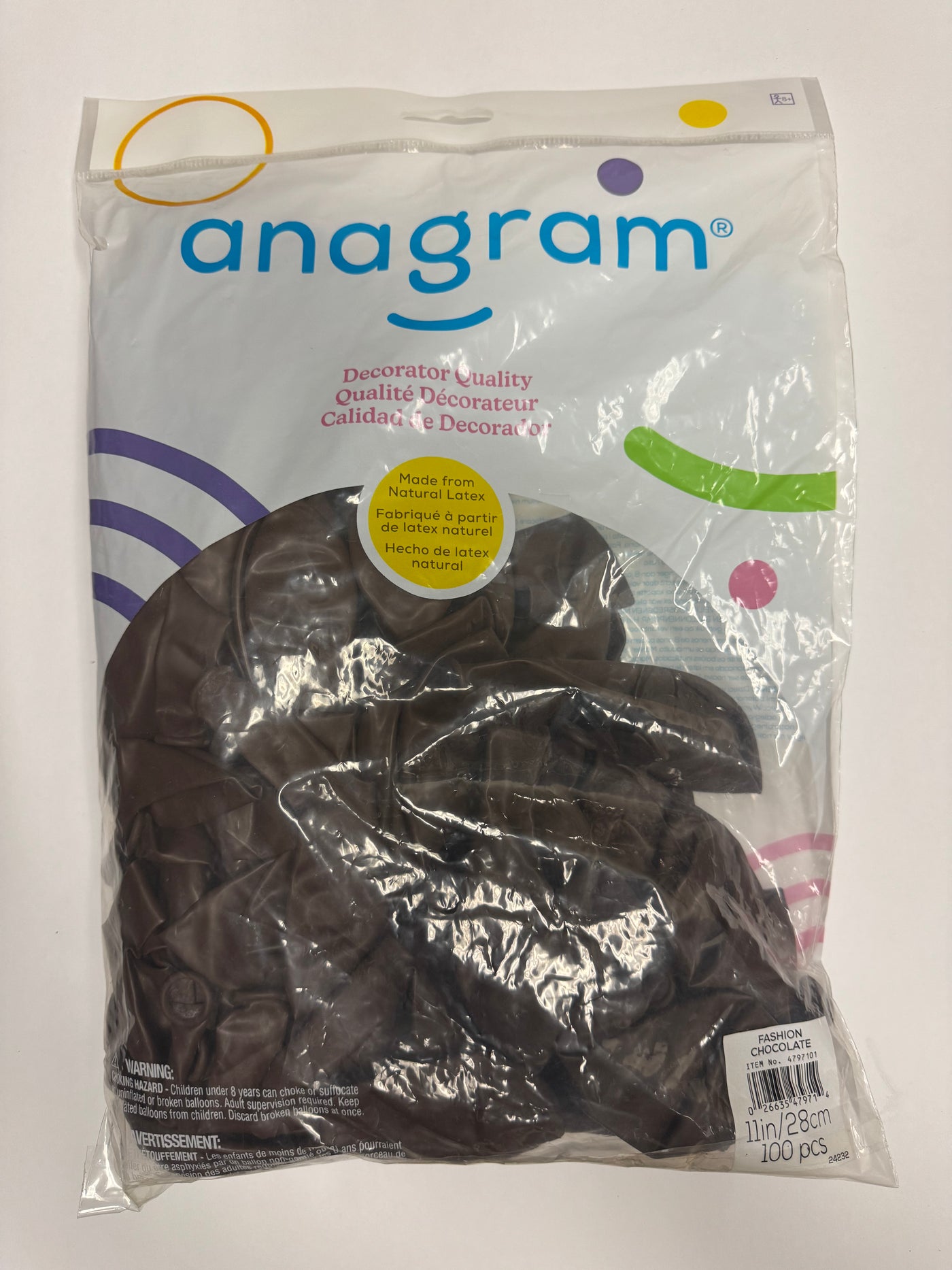 Fashion Chocolate Brown Solid 11" Latex Bag