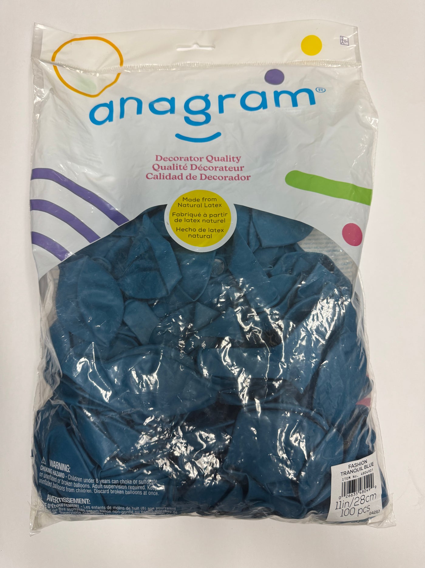 Fashion Tranquil Blue Solid 11" Latex Bag