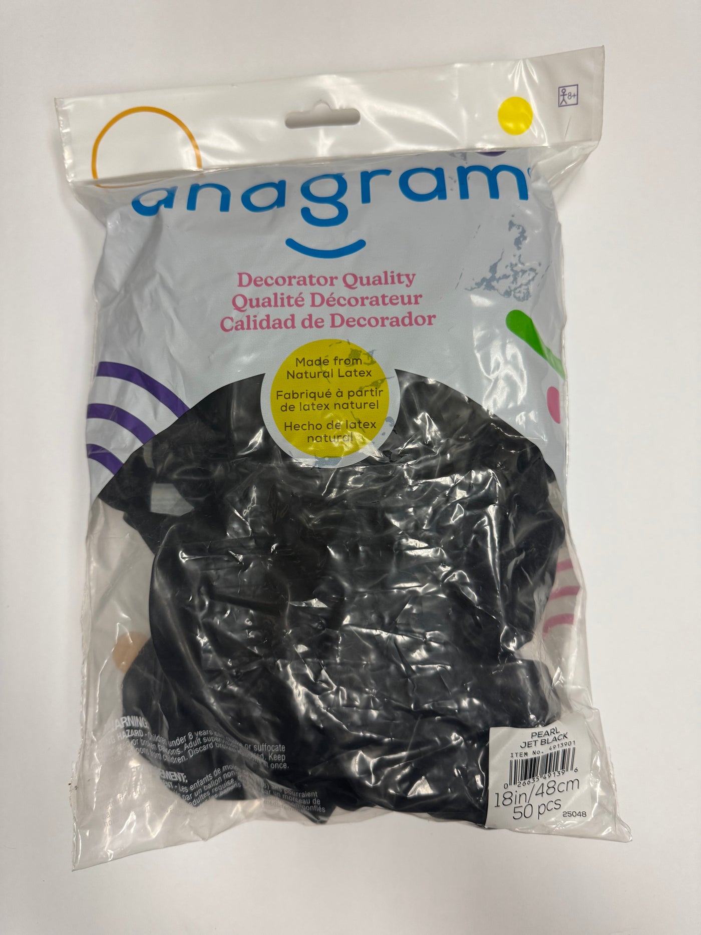 Pearl Jet Black Solid 18" Latex Bag