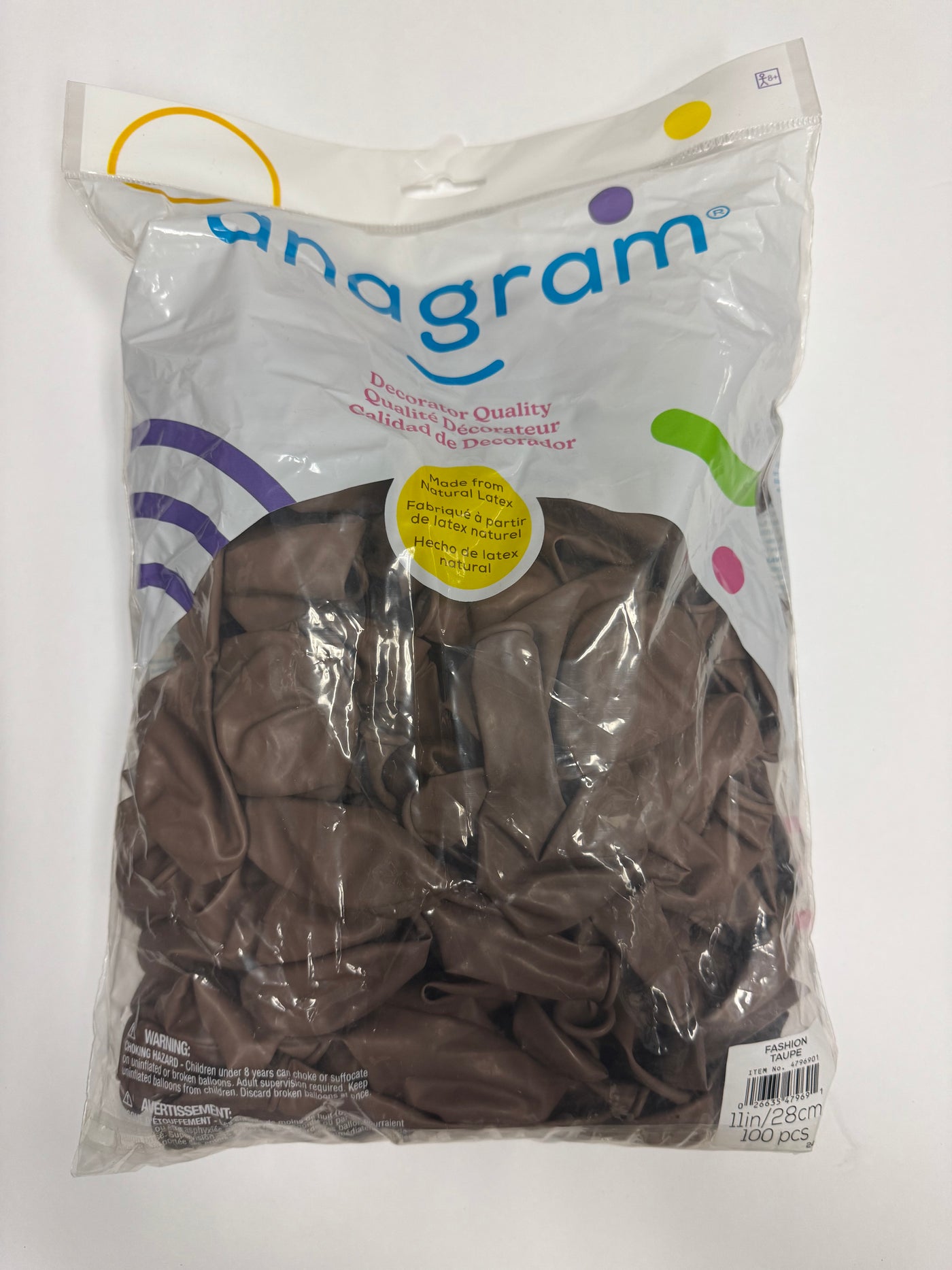 Fashion Taupe Solid 11" Latex Bag