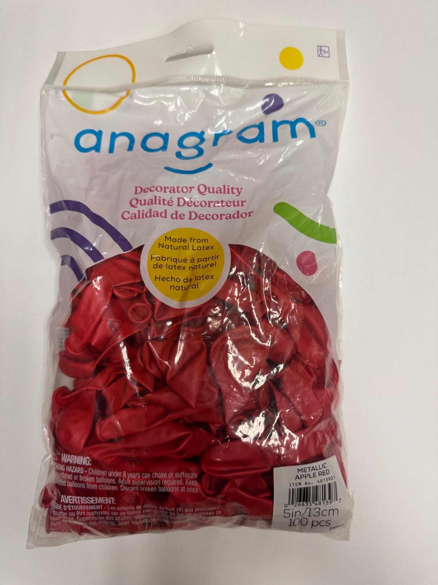 Metallic Apple Red Solid 5" Latex Bag