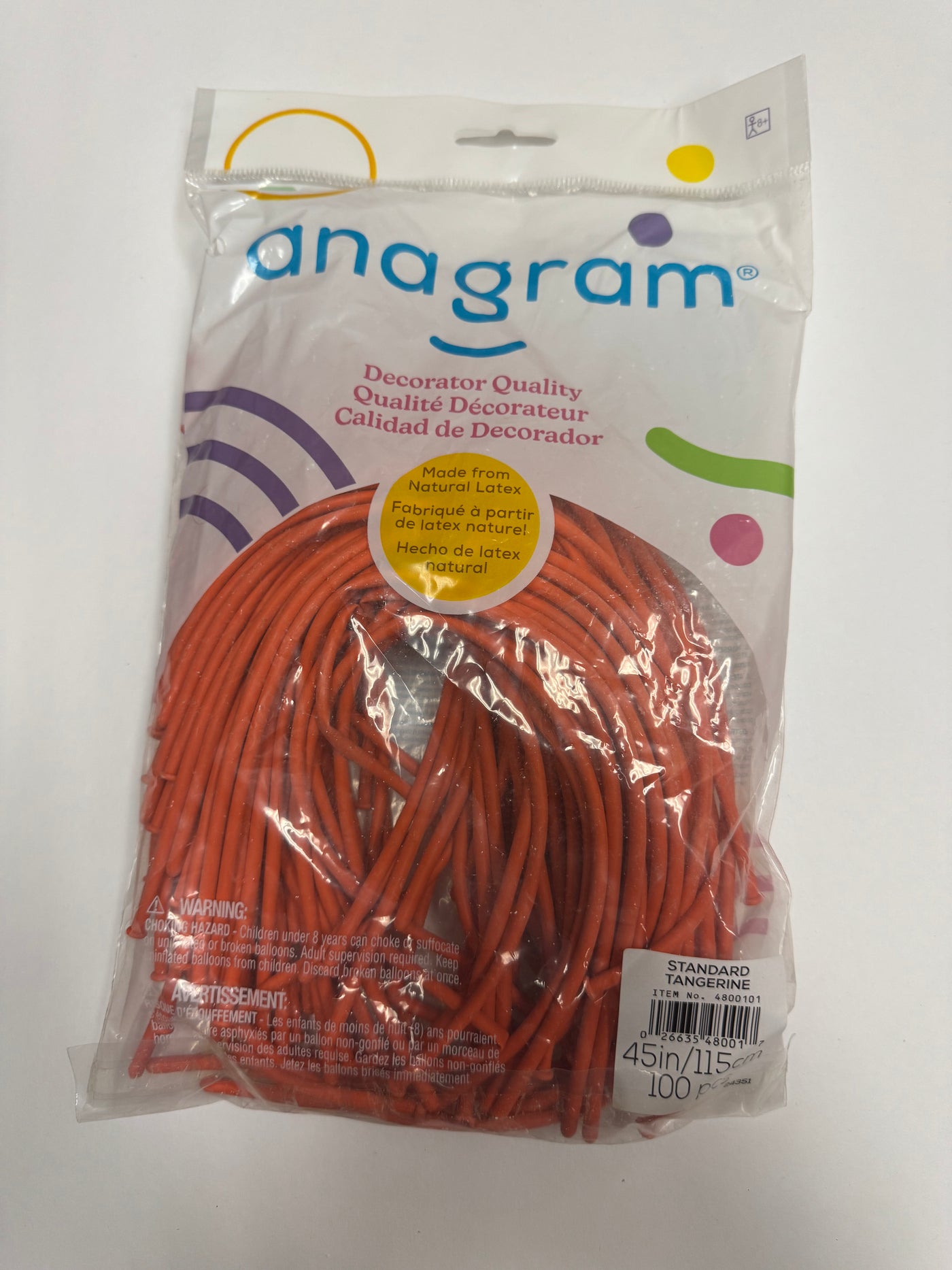 Standard Tangerine Orange Solid 160 Twisting Latex Bag