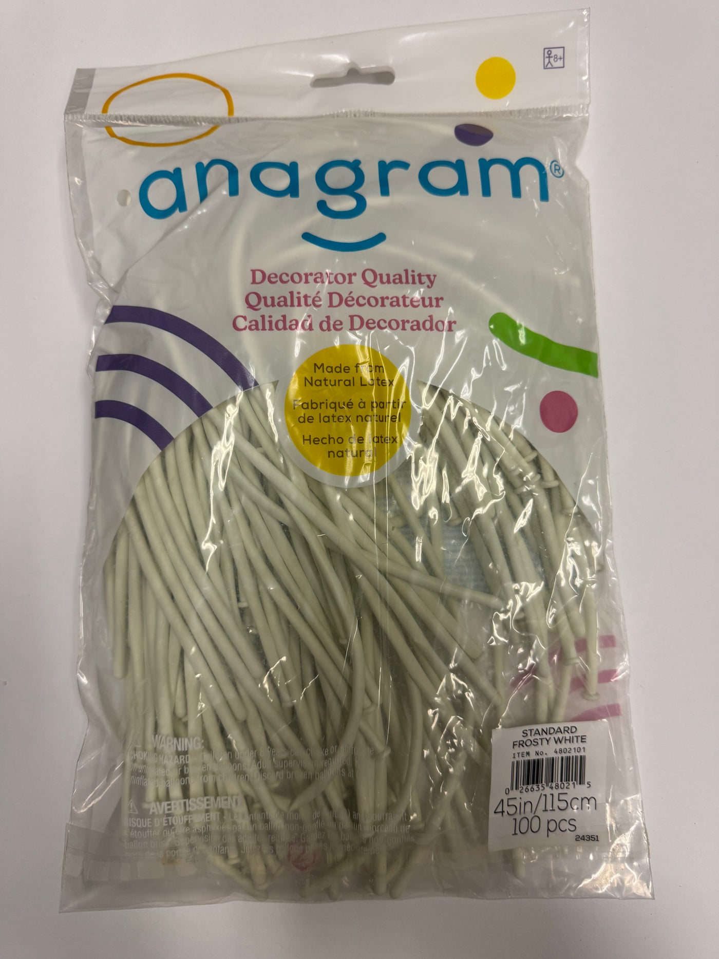 Standard Frosty White Solid 160 Twisting Latex Bag