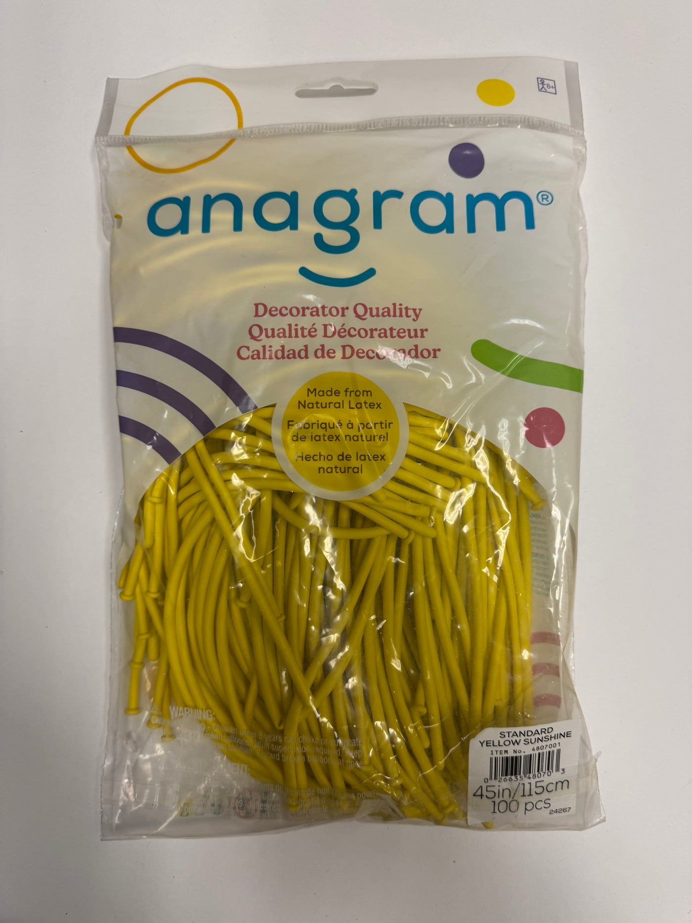 Standard Yellow Sunshine Solid 160 Twisting Latex Bag