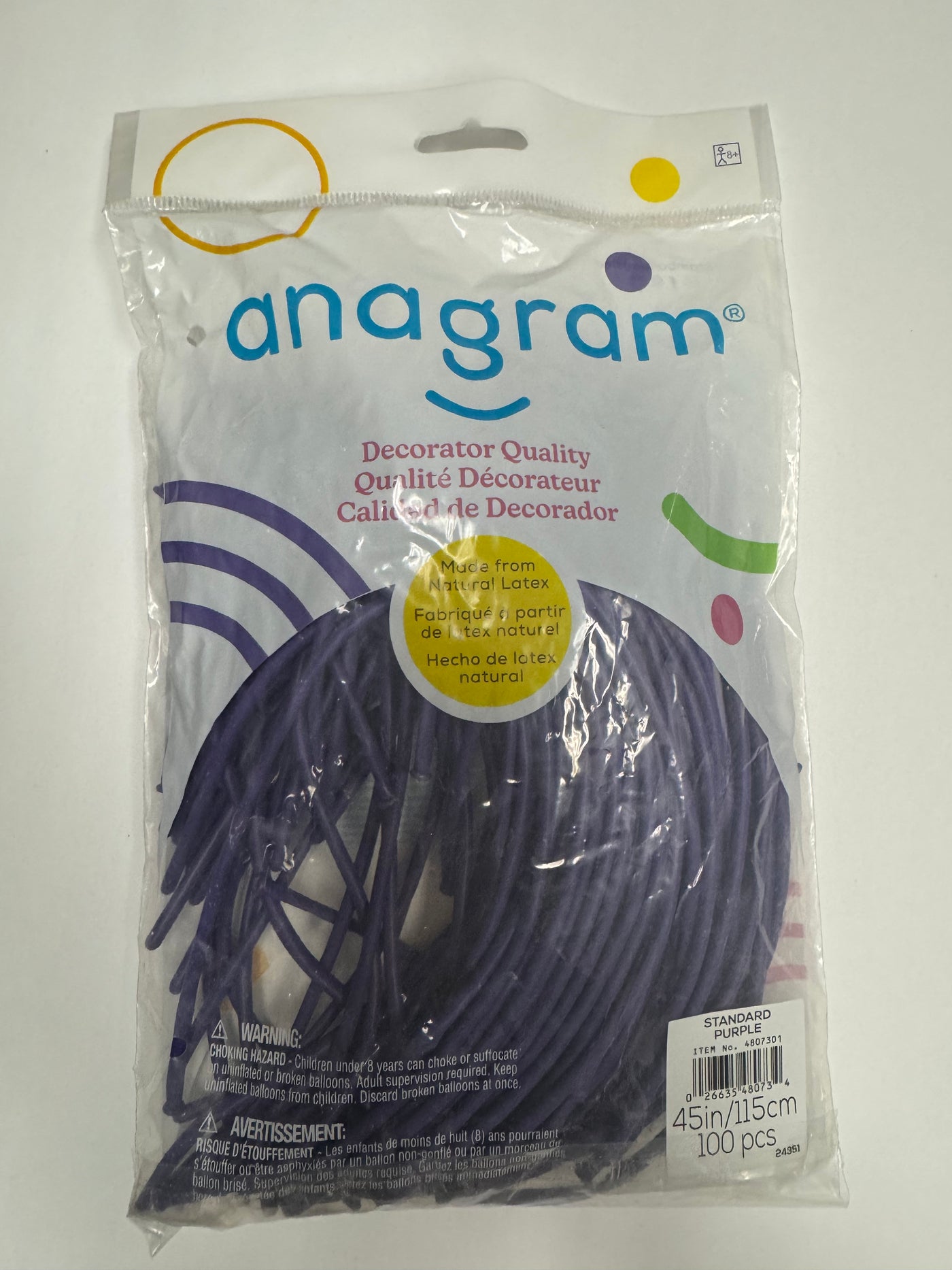 Standard Purple Solid 160 Twisting Latex Bag