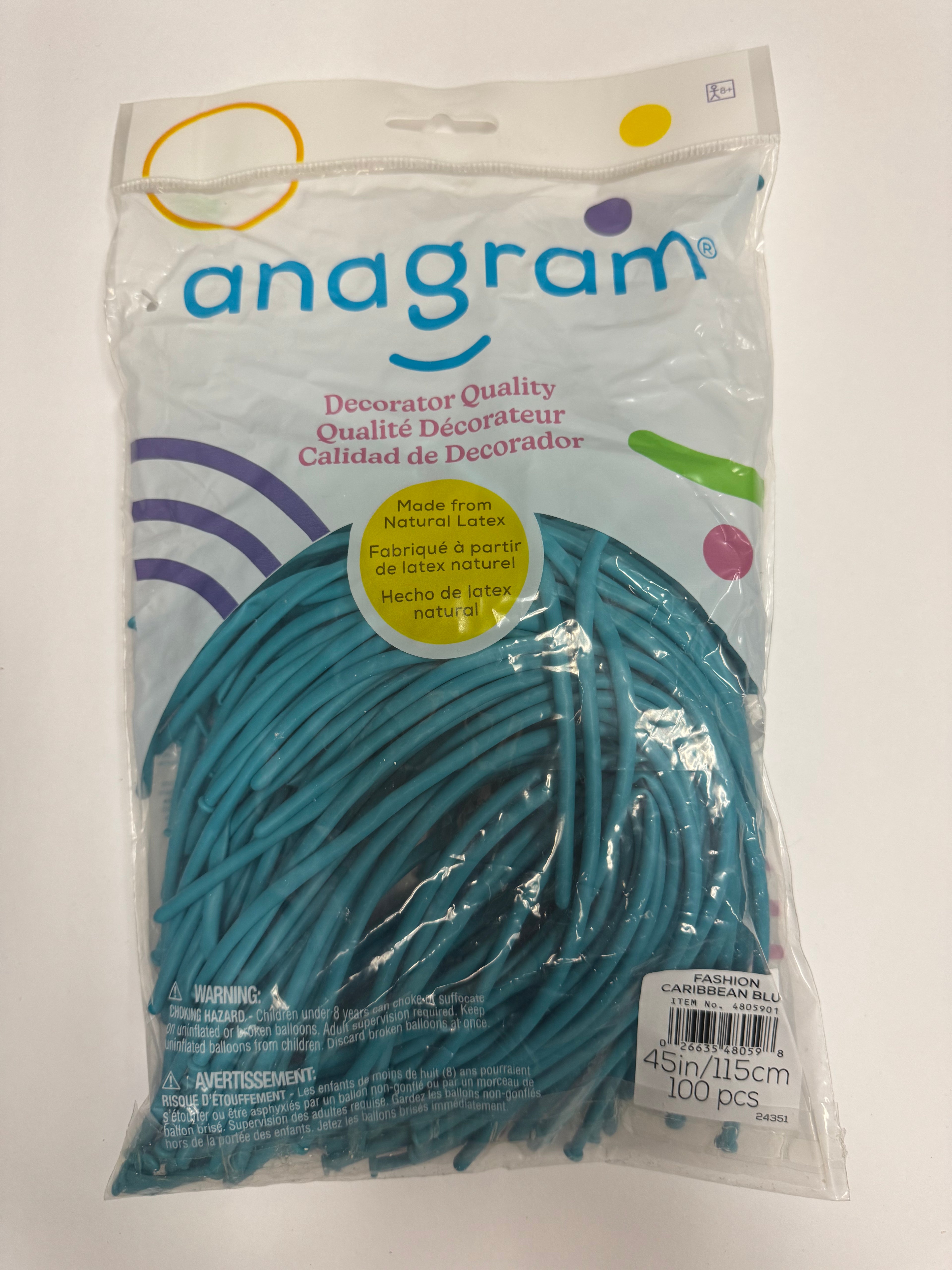 Fashion Caribbean Blue Solid 160 Twisting Latex Bag