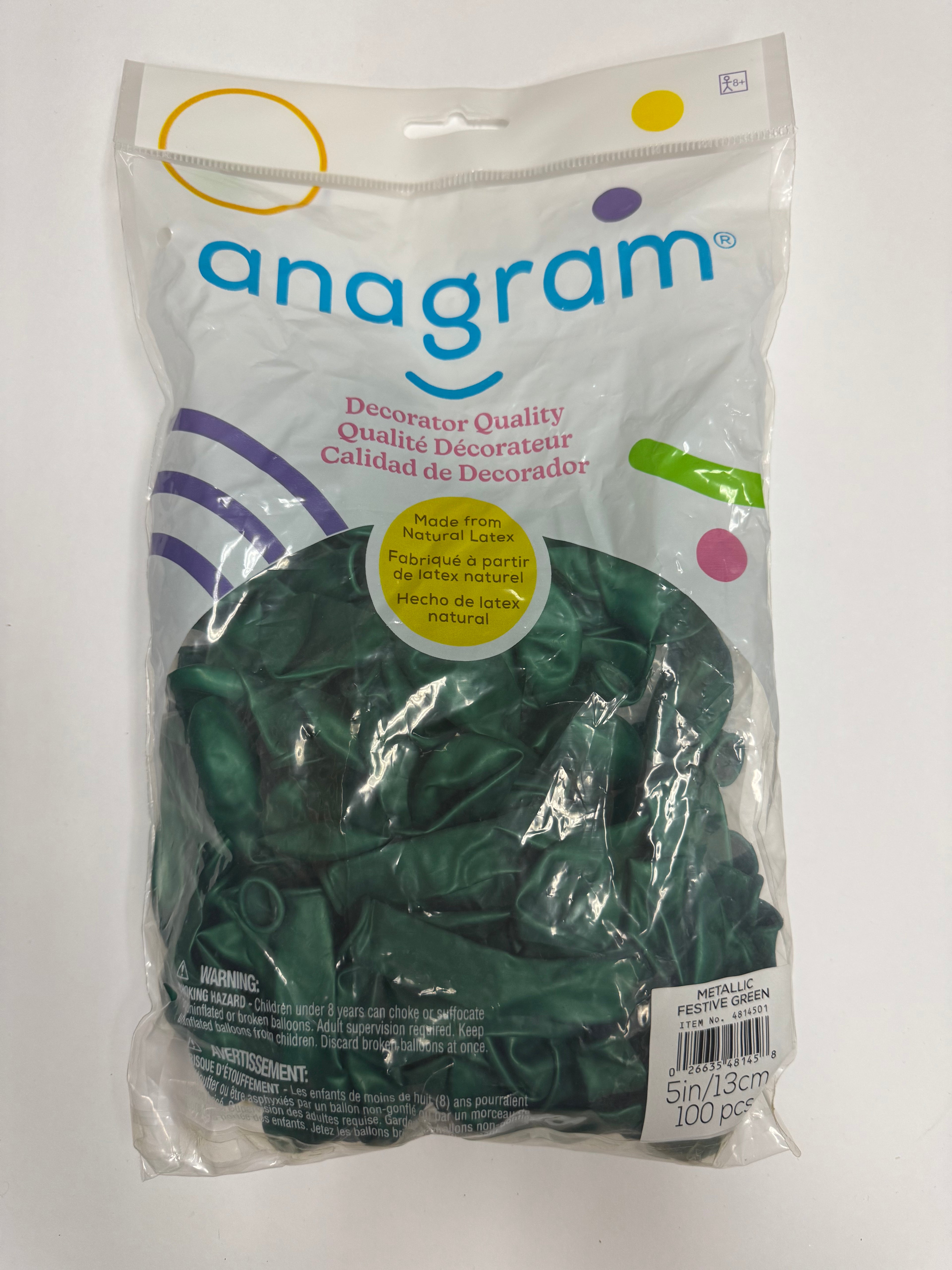 Metallic Festive Green Solid 5" Latex Bag