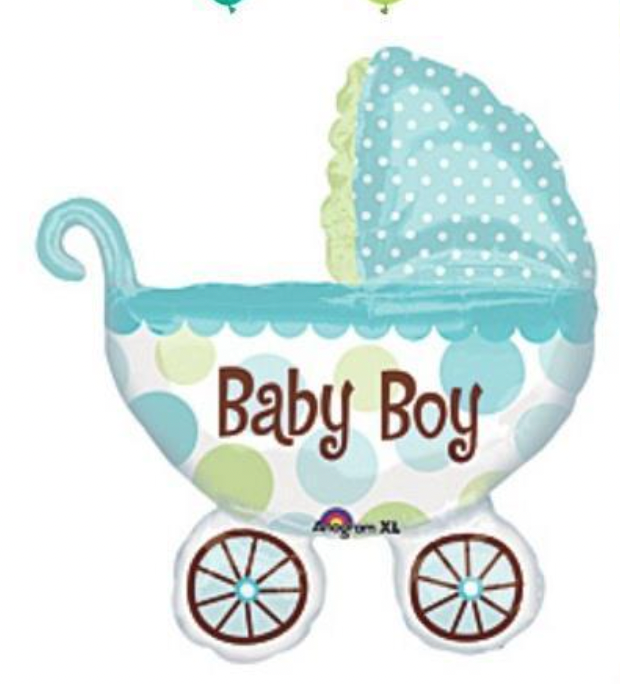 It's a Boy polka dots baby carriage foil balloon Qualatex – boy baby shower helium balloon