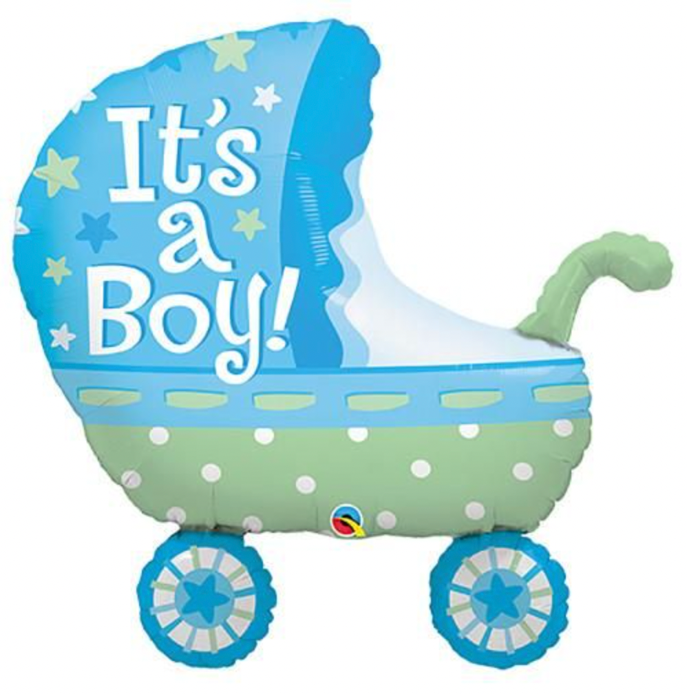 It's a Boy stars baby carriage foil balloon Qualatex – boy baby shower helium balloon