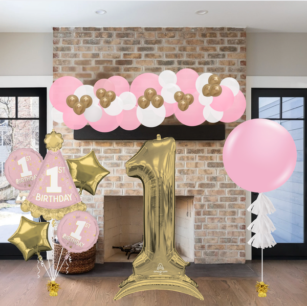 First Birthday Pastel Pink Balloon Party Package