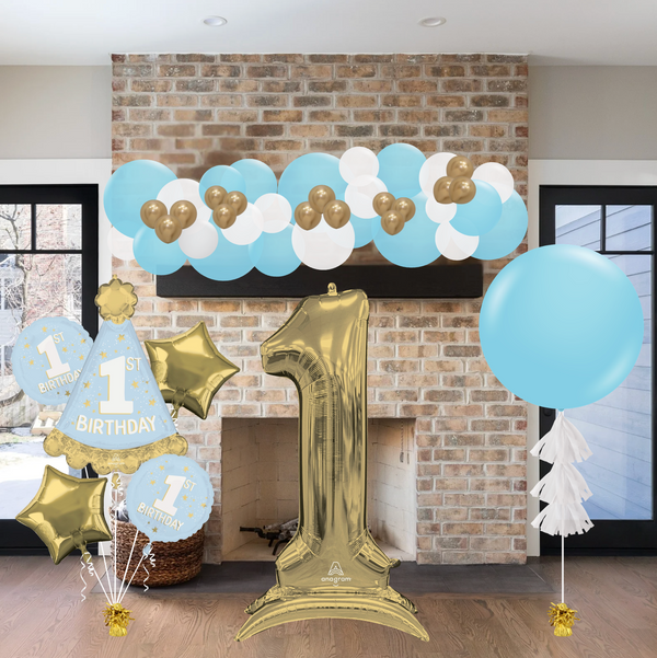 First Birthday Pastel Blue Balloon Party Package
