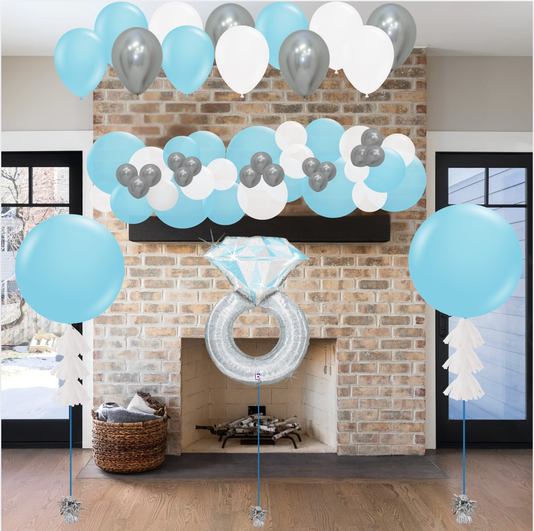 Engagement Ring Pastel Blue Bachelorette Party Balloon Package