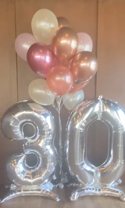 Air-Filled, Non-floating, Large Standing Silver Numbers (50 Inch)