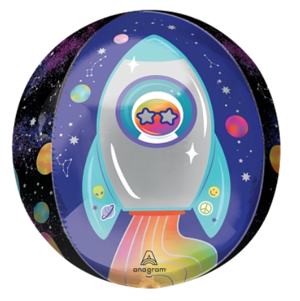 Vibrant Galaxy Rocket Orbz Foil Balloon