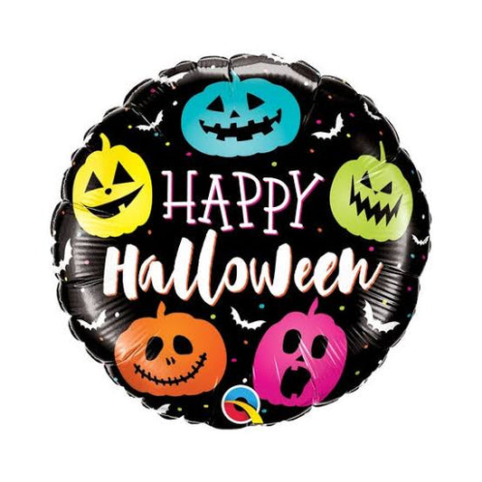 Happy Halloween Jack Faces Colorful Pumpkins Foil Balloon