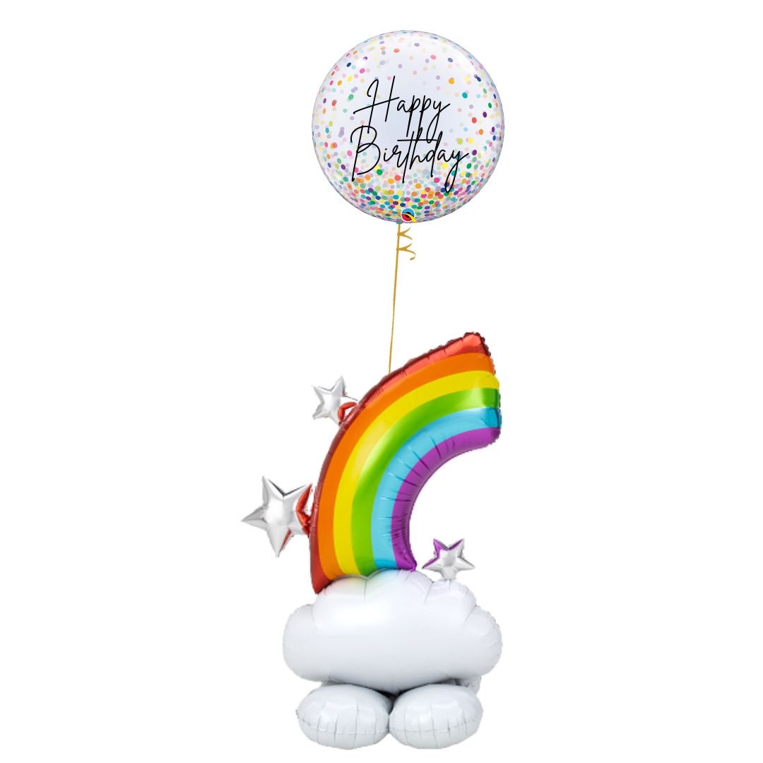 Colorful Rainbow Birthday Surprise PERSONALIZED (2 Balloons)