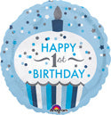 Happy 1st Birthday Holographic Cupcake Balloon