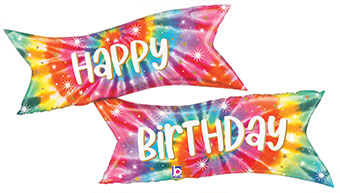 Happy Birthday Tie-Dye Banner Balloon (49 Inch)