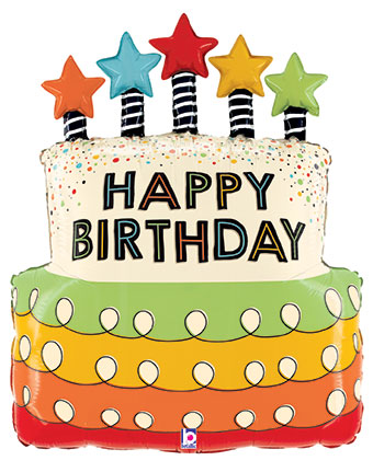 Happy Birthday Candle Star Cake 26" Foil Balloon