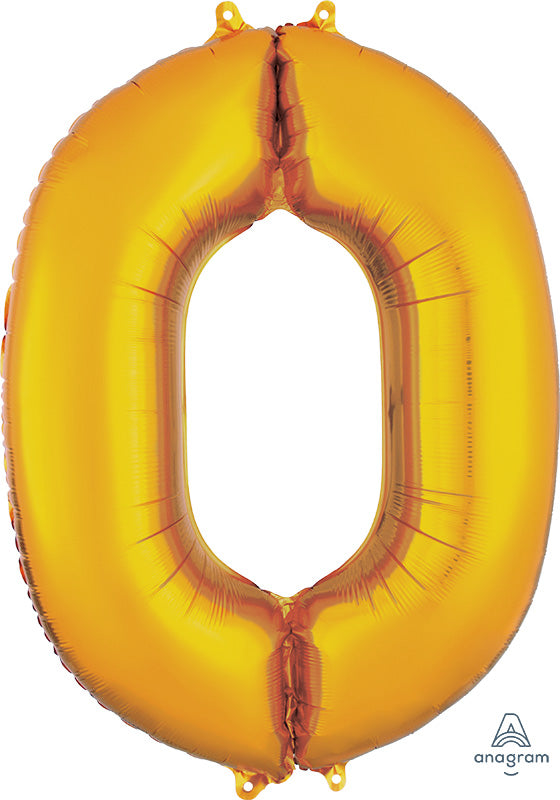 Floating Yellow Gold Number "0" Balloon (3 Foot or 34 Inch)