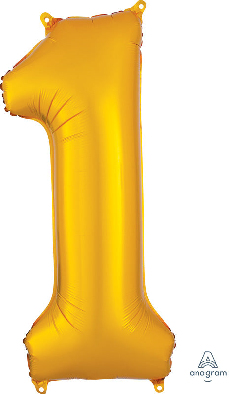 Floating Yellow Gold Number "1" Balloon (3 Foot or 34 Inch)