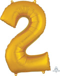 Floating Yellow Gold Number "2" Balloon (3 Foot or 34 Inch)