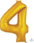 Floating Yellow Gold Number "4" Balloon (3 Foot or 34 Inch)