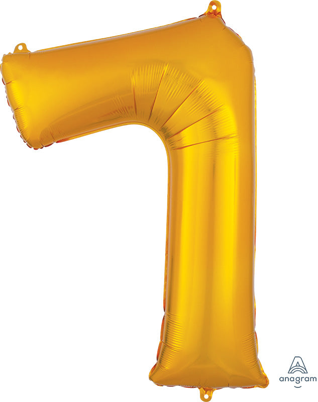 Floating Yellow Gold Number "7" Balloon (3 Foot or 34 Inch)