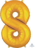 Floating Yellow Gold Number "8" Balloon (3 Foot or 34 Inch)