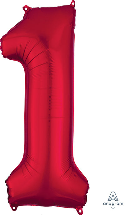 Red Number Balloon: Standard Size 34"