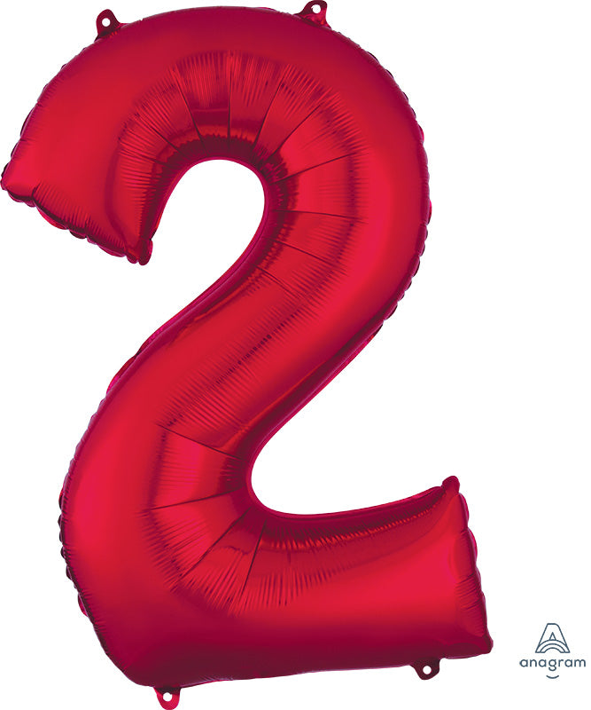 Red Number Balloon: Standard Size 34" (DNR)