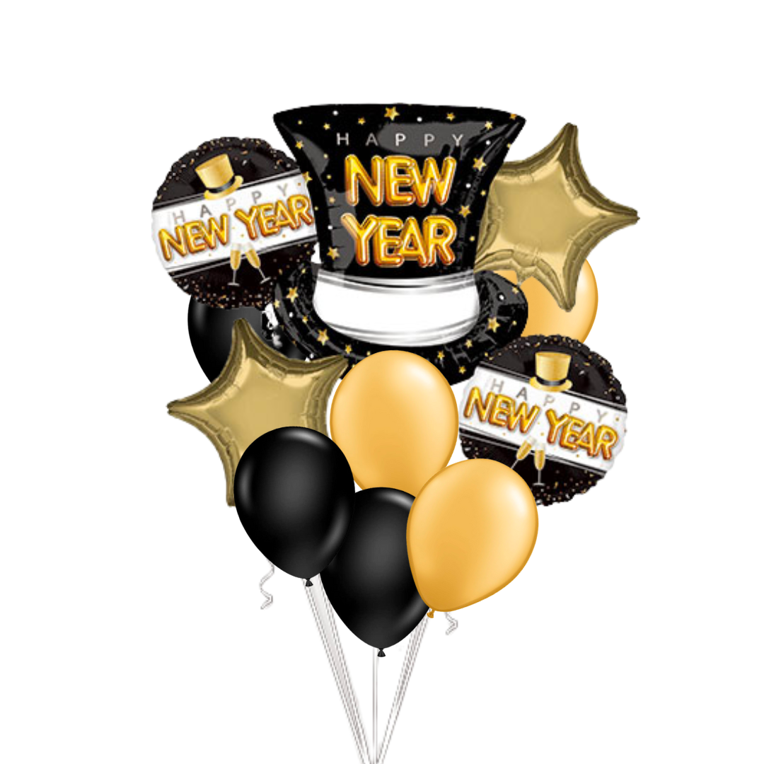 Happy New Year Hat Delivery Bouquet (11 Balloons)