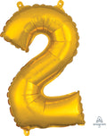 SMALL Floating Gold Number "2" Balloon (2 Foot or 26 Inch)