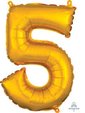 SMALL Floating Gold Number "5" Balloon (2 Foot or 26 Inch)