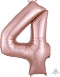 Floating Rose Gold Number "4" Balloon (3 Foot or 34 Inch)